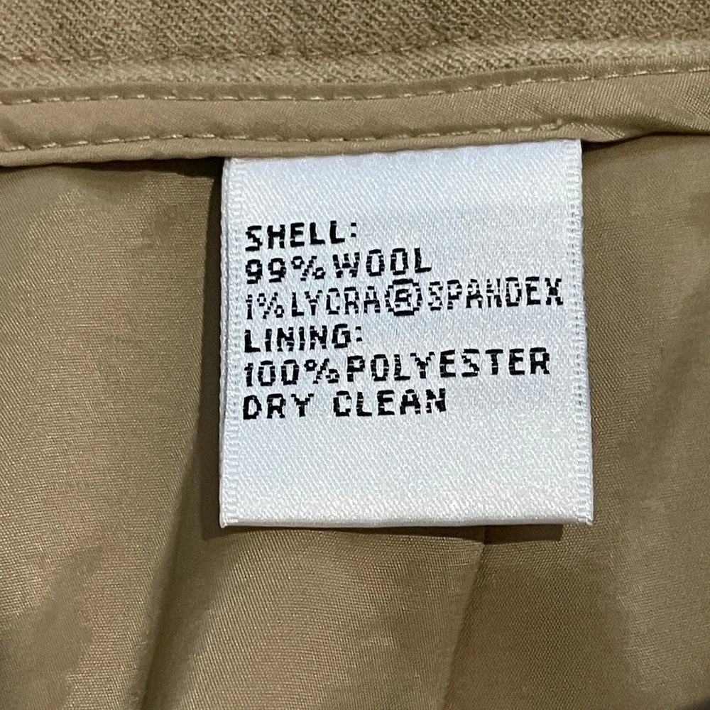 Talbots Petites Tan Beige Italian 99% Wool/Blend Straight Leg Trousers Size 12P